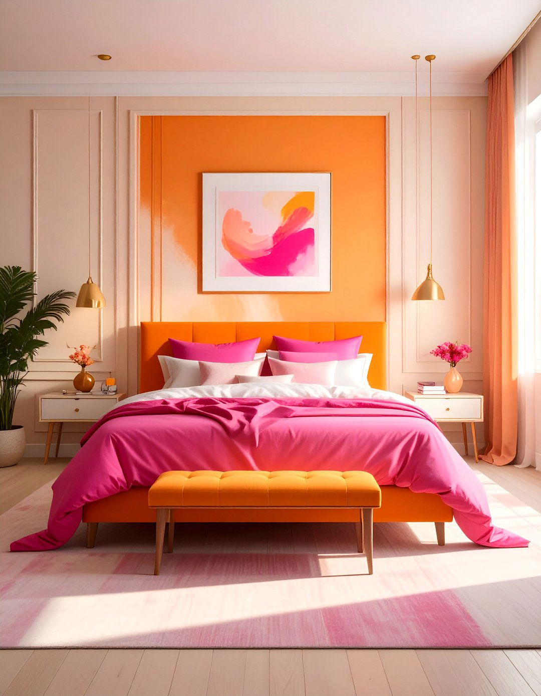 Fuchsia and Orange Sunset Palette - 30 Colorful Bedroom Ideas for a Vibrant Space