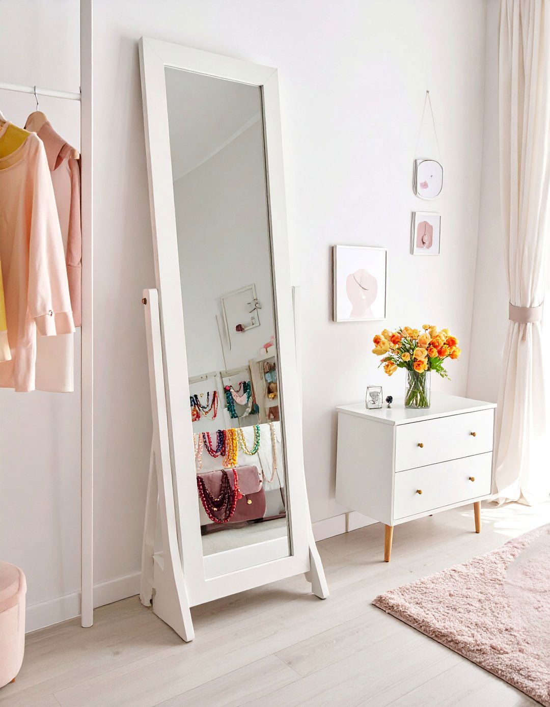 Full Length Mirror with Hidden Jewelry Storage - 40 Teenage Girl Bedroom Ideas for a Stylish and Personal Space