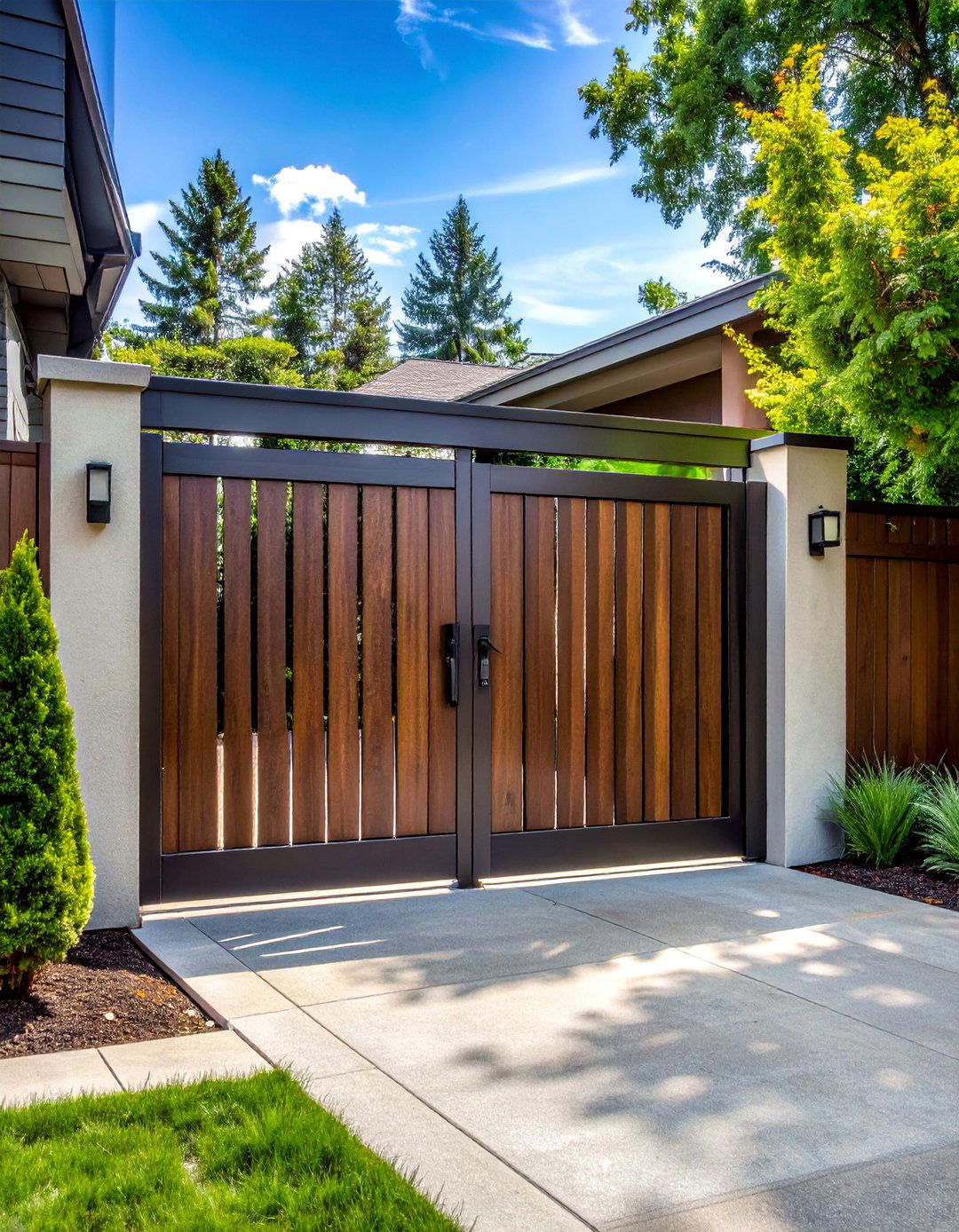 Full Privacy Slat Front Door Gate - 20 Front Door Gate Ideas to Boost Curb Appeal