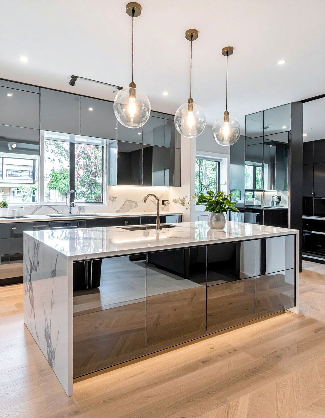 Full Wall Mirror Kitchen Island