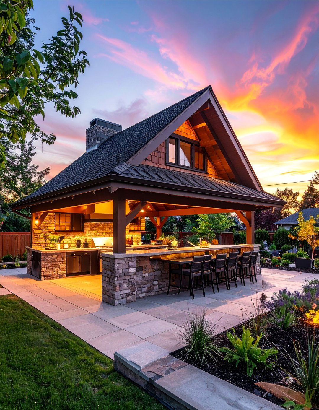 Gable Roof Structures - 20 Outdoor Kitchen Roof Ideas for Shade and Style