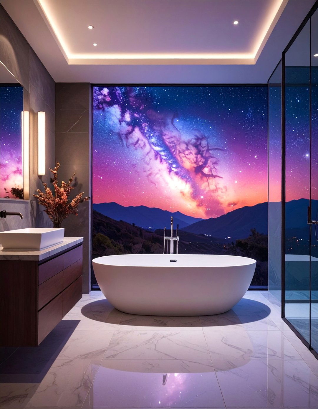 Galaxy Star Fields - 30 Bathroom Mural Ideas to Elevate Your Decor