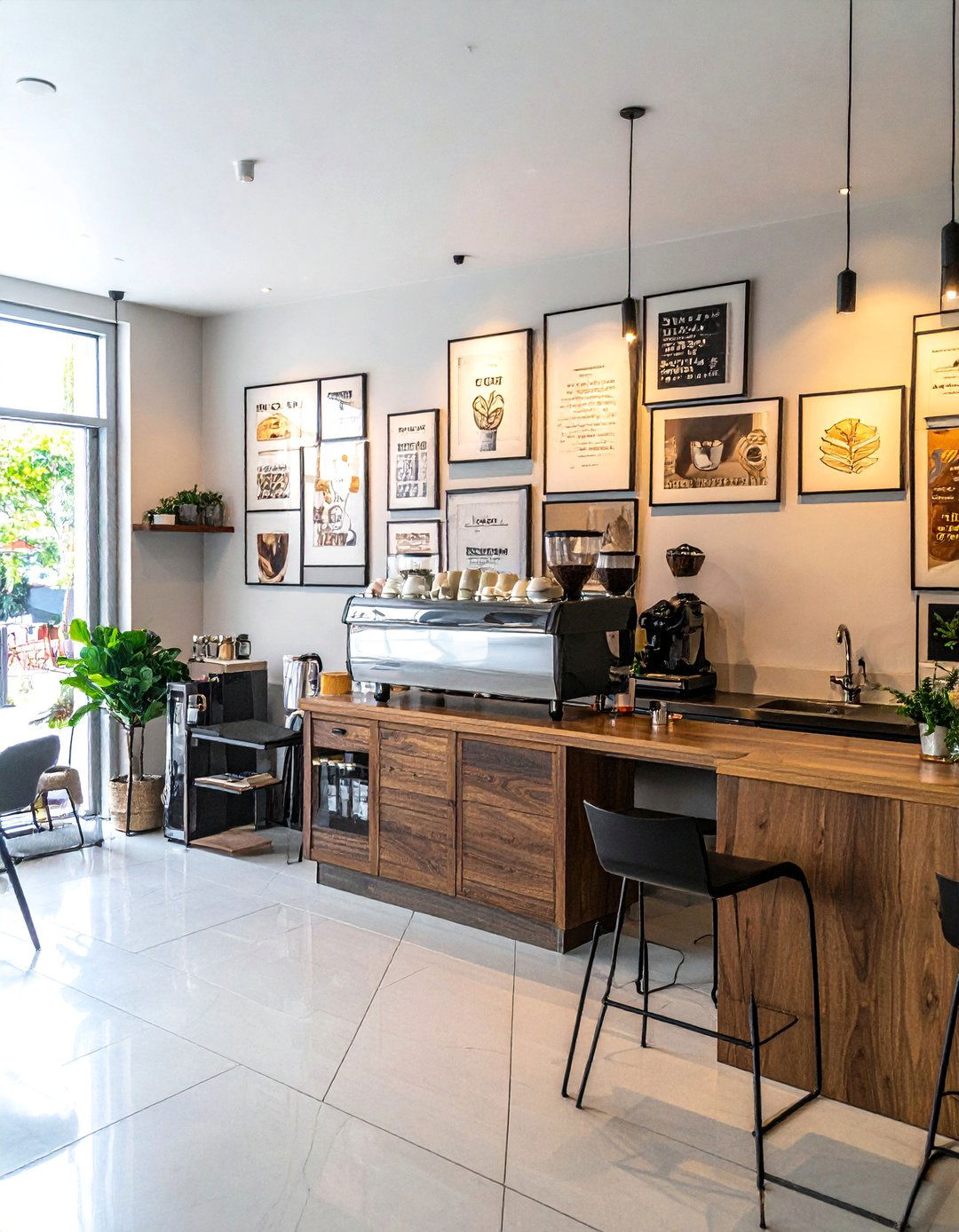Gallery Wall Coffee Backdrop - 40 Coffee Bar Ideas to Elevate Your Home Brewing Station