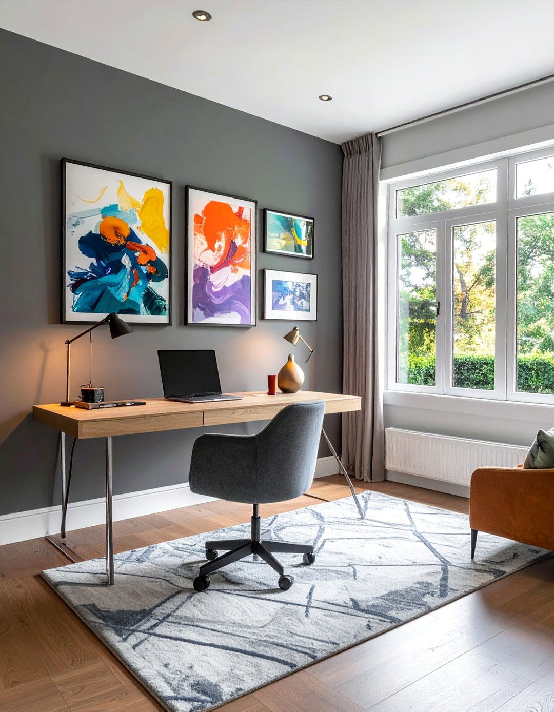 Gallery Wall Desk Integration - 30 Desk in Living Room Ideas for a Functional Space