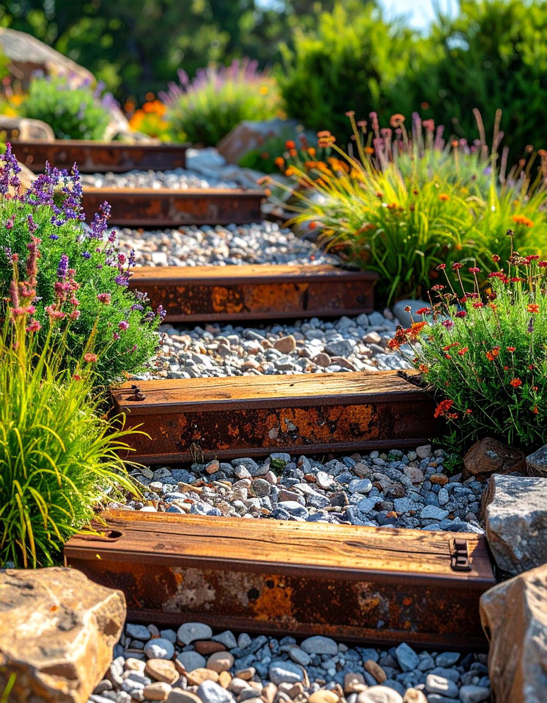 Garden Step Creation - 20 Railroad Ties Landscaping Ideas for Your Garden