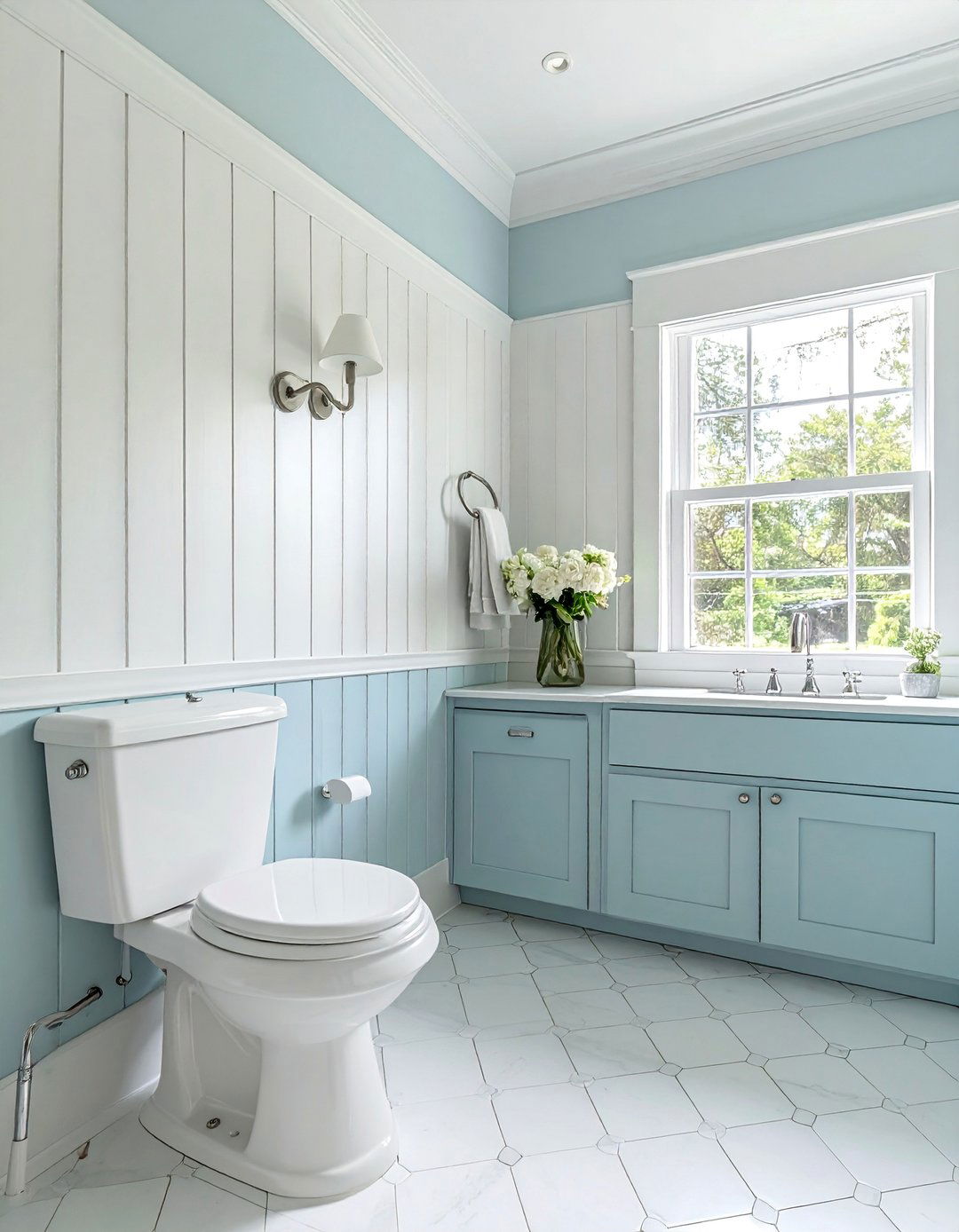 Gentle Powder Blue Bathroom - 40 Bathroom Paint Ideas for a Fresh New Look
