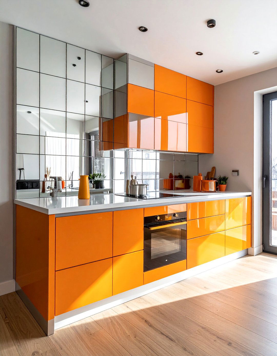 Geometric Mirror Panel Arrangements - 20 Mirror in Kitchen Ideas for a Brighter Space