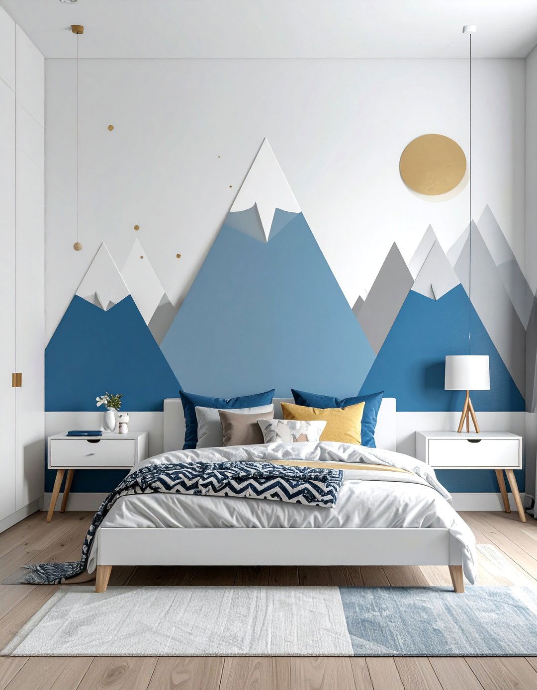 Geometric Triangle Mountain Range - 30 Kids Room Accent Wall Ideas for a Fun and Creative Space