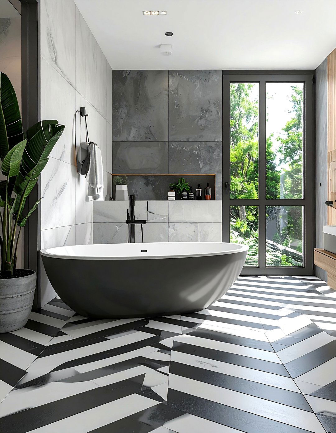 Geometrically Patterned Floor Tiles - 40 Bathroom Design Ideas for a Modern Home