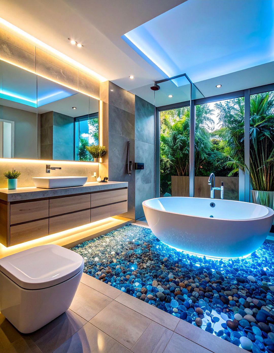Glass Pebble Luminous Beauty - 20 Pebble Tile Bathroom Ideas for a Natural Look