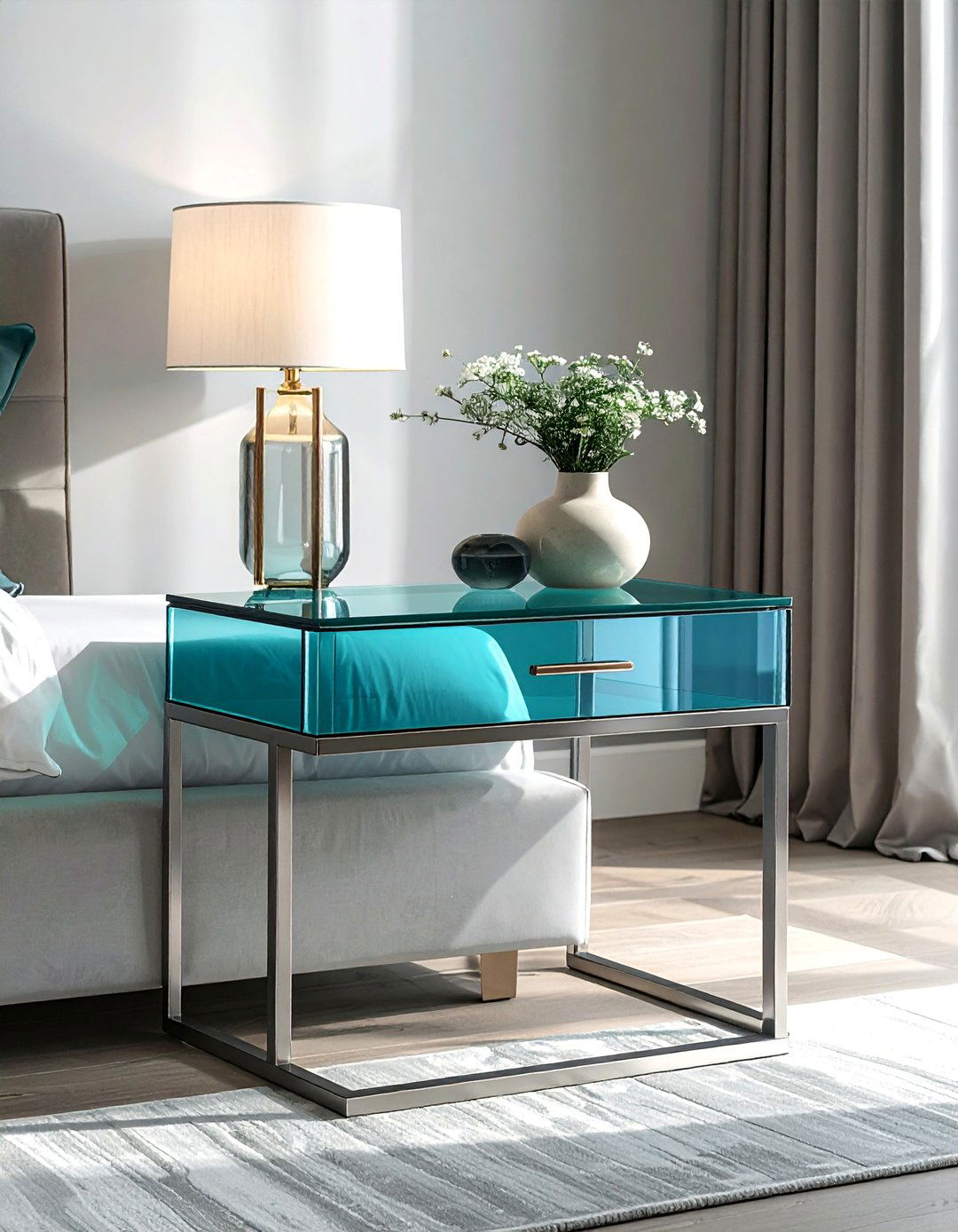 Glass Top Modern Nightstand Transparency - 20 Nightstand Ideas to Enhance Your Bedroom Decor