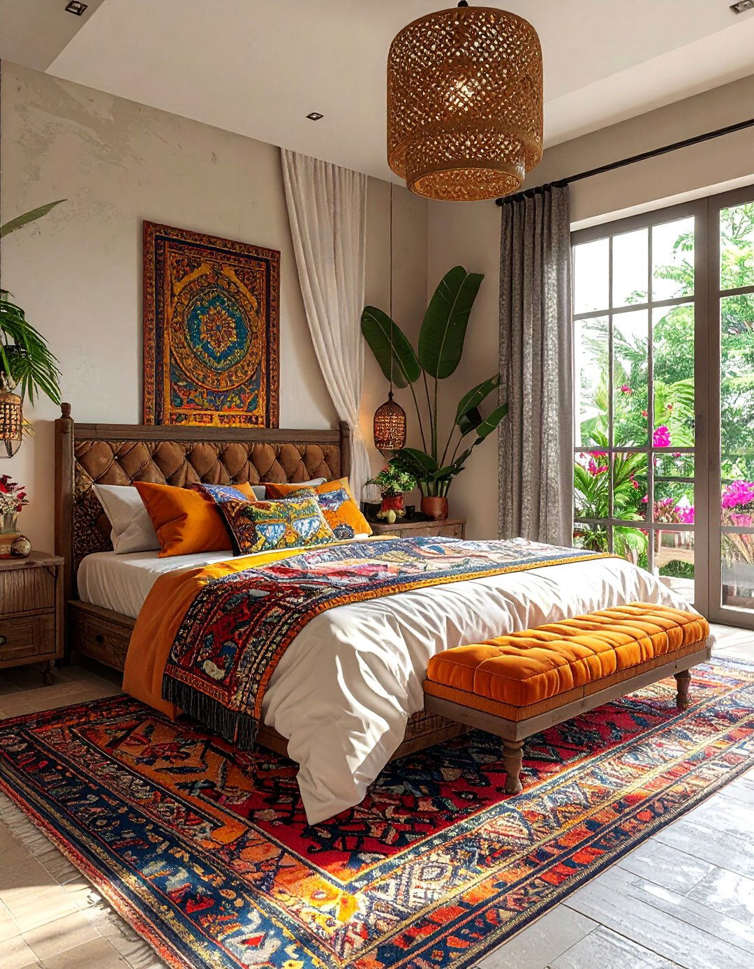 Global Inspired Patterns in a Boho Bedroom - 40 Boho Bedroom Ideas for a Cozy and Eclectic Retreat