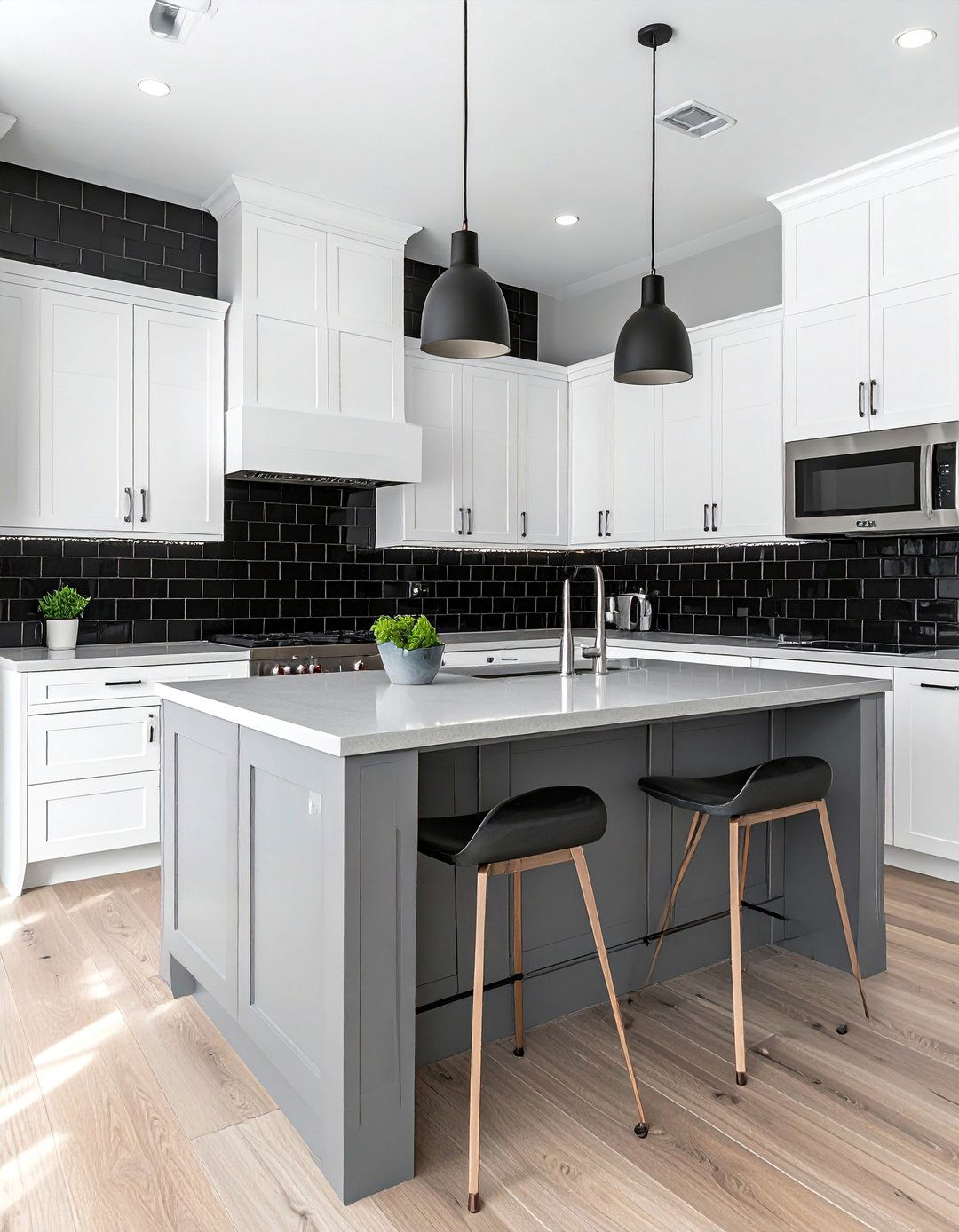 Glossy Black Subway Tile Backsplash - 30 Kitchen With Black Backsplash Ideas for a Bold Look