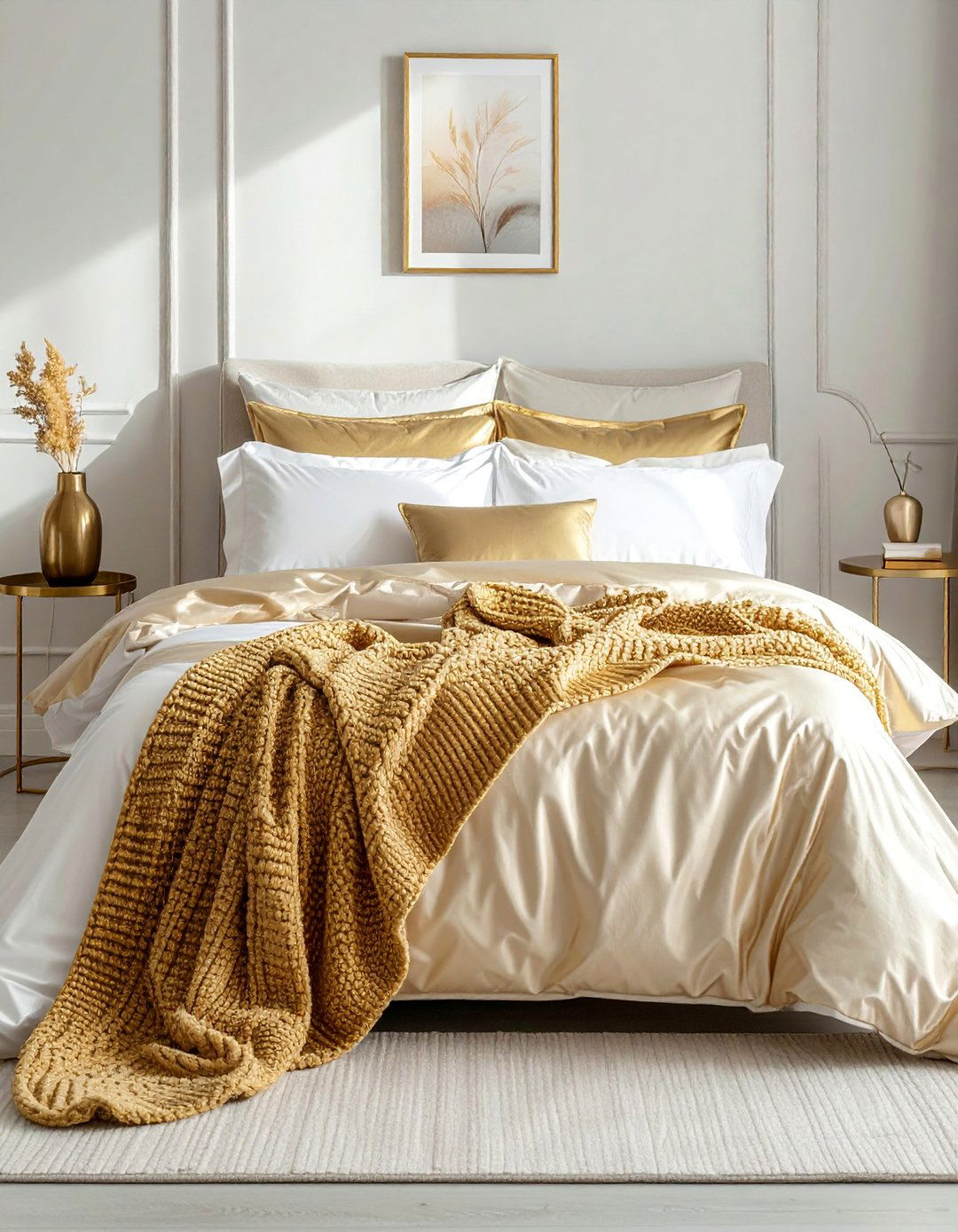 Gold Bedding and Textiles - 25 Gold Bedroom Ideas for a Luxurious and Elegant Space
