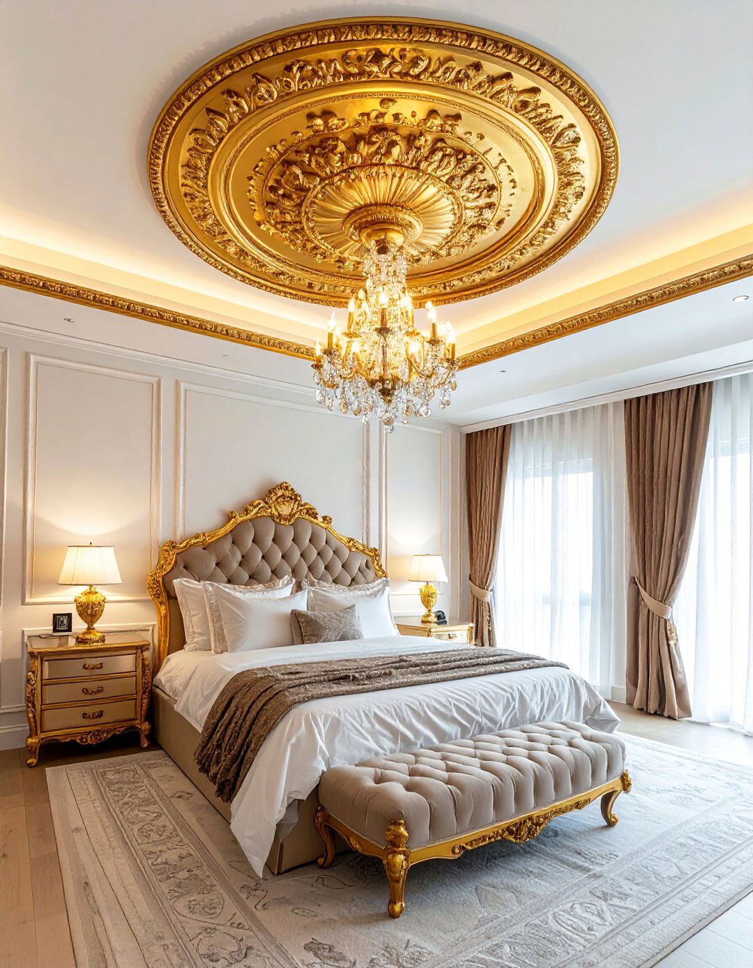 Gold Ceiling Medallion - 25 Gold Bedroom Ideas for a Luxurious and Elegant Space