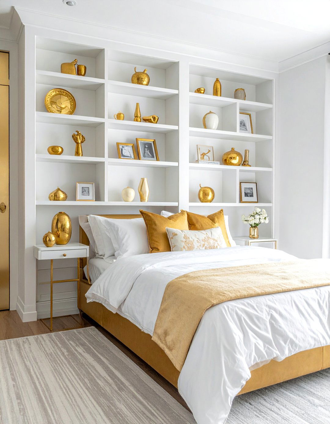 Gold Decorative Objects - 25 Gold Bedroom Ideas for a Luxurious and Elegant Space