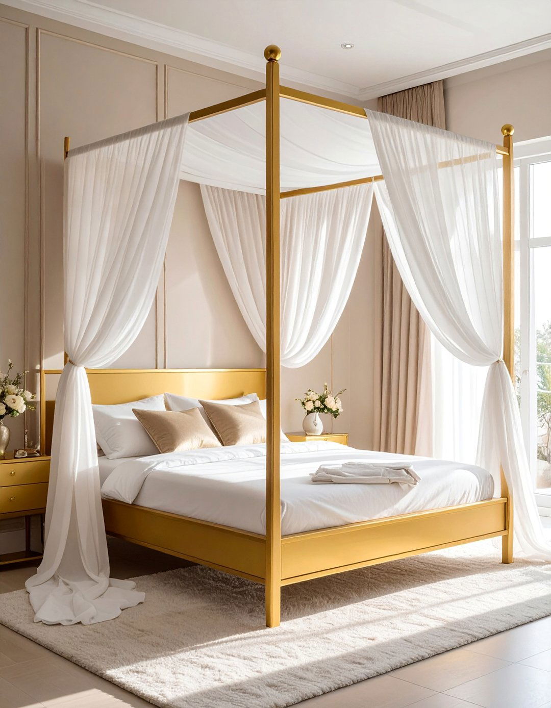Gold Four Poster Canopy Bed - 25 Gold Bedroom Ideas for a Luxurious and Elegant Space
