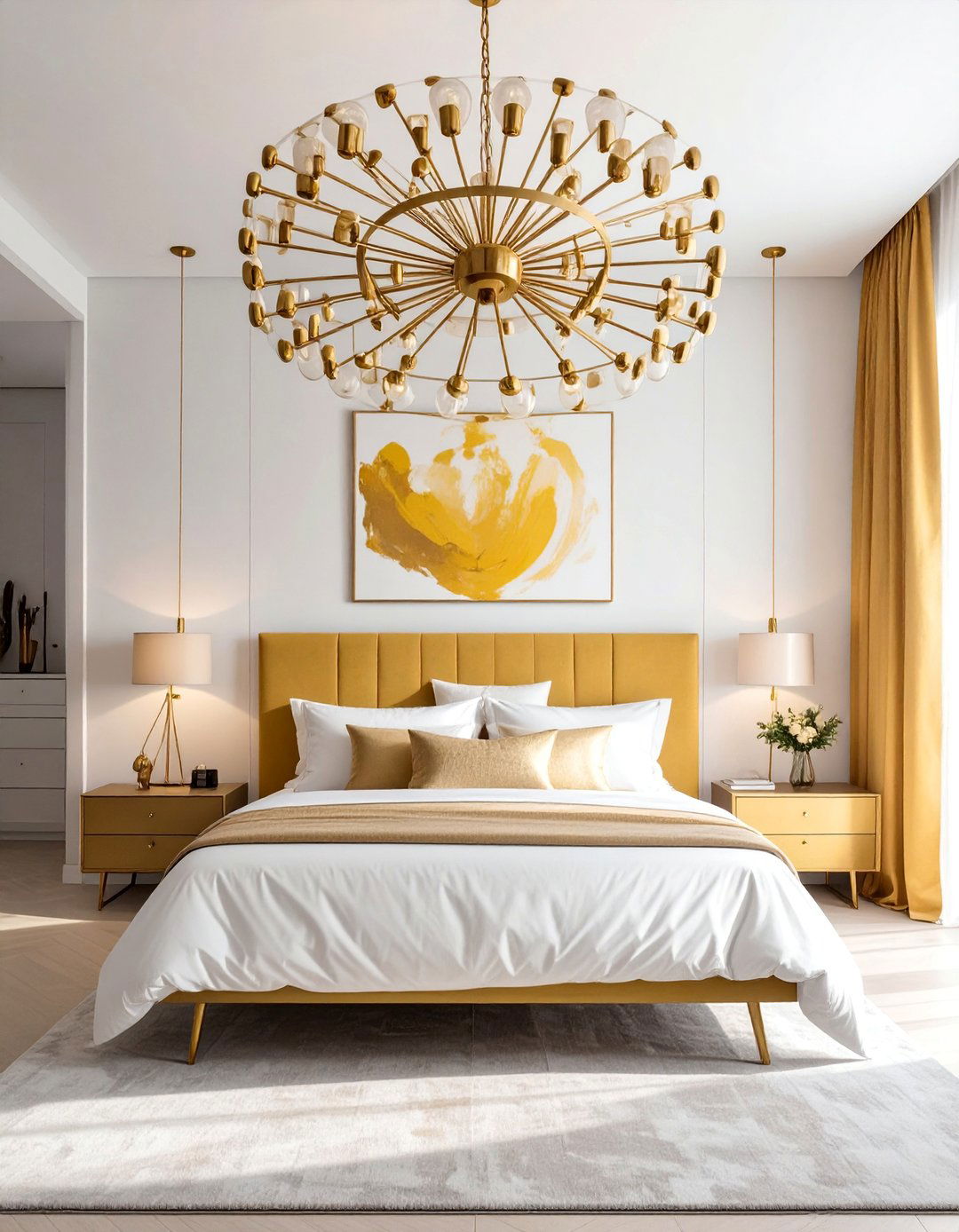 Gold Light Fixtures - 25 Gold Bedroom Ideas for a Luxurious and Elegant Space