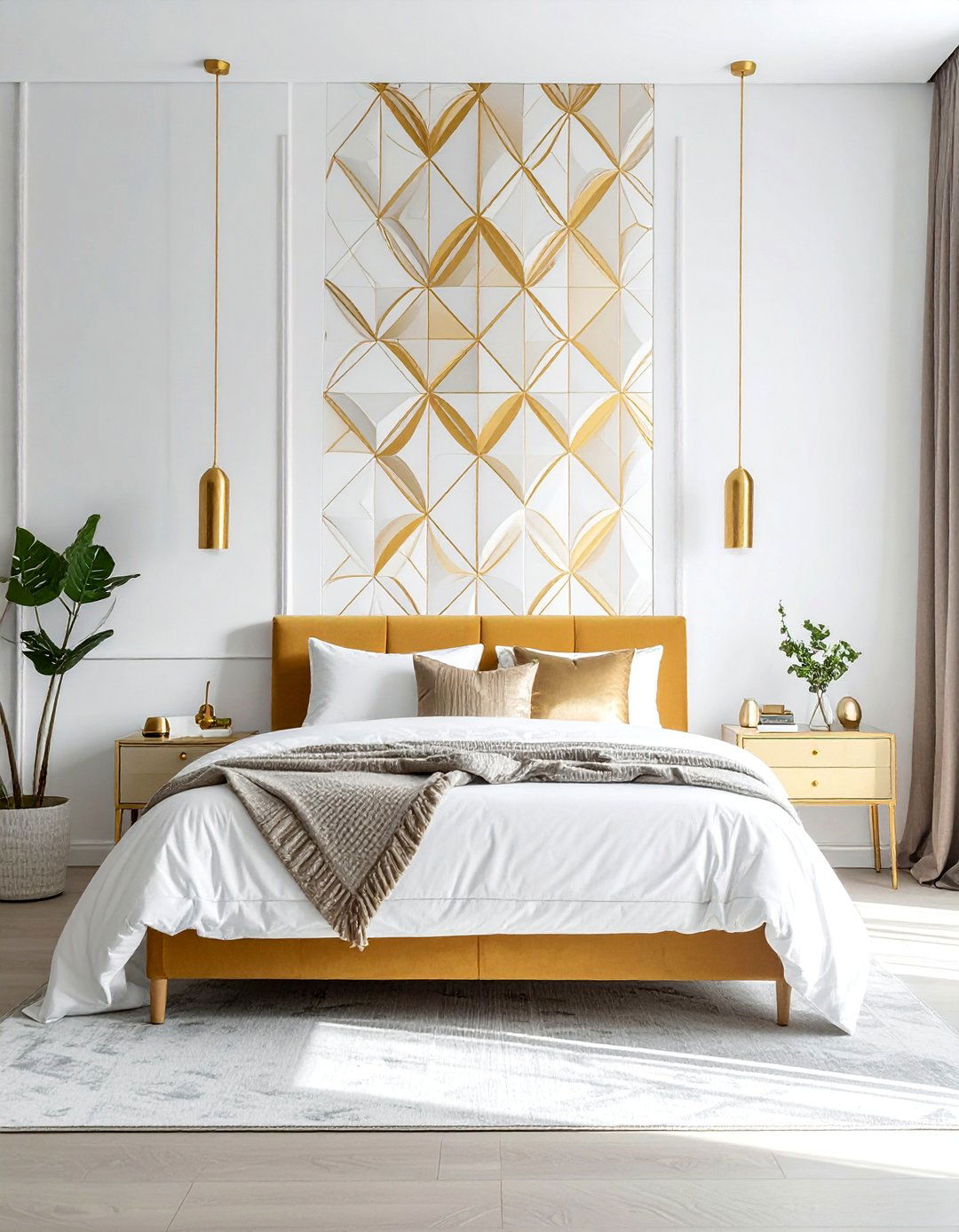 Gold Patterned Wallpaper - 25 Gold Bedroom Ideas for a Luxurious and Elegant Space