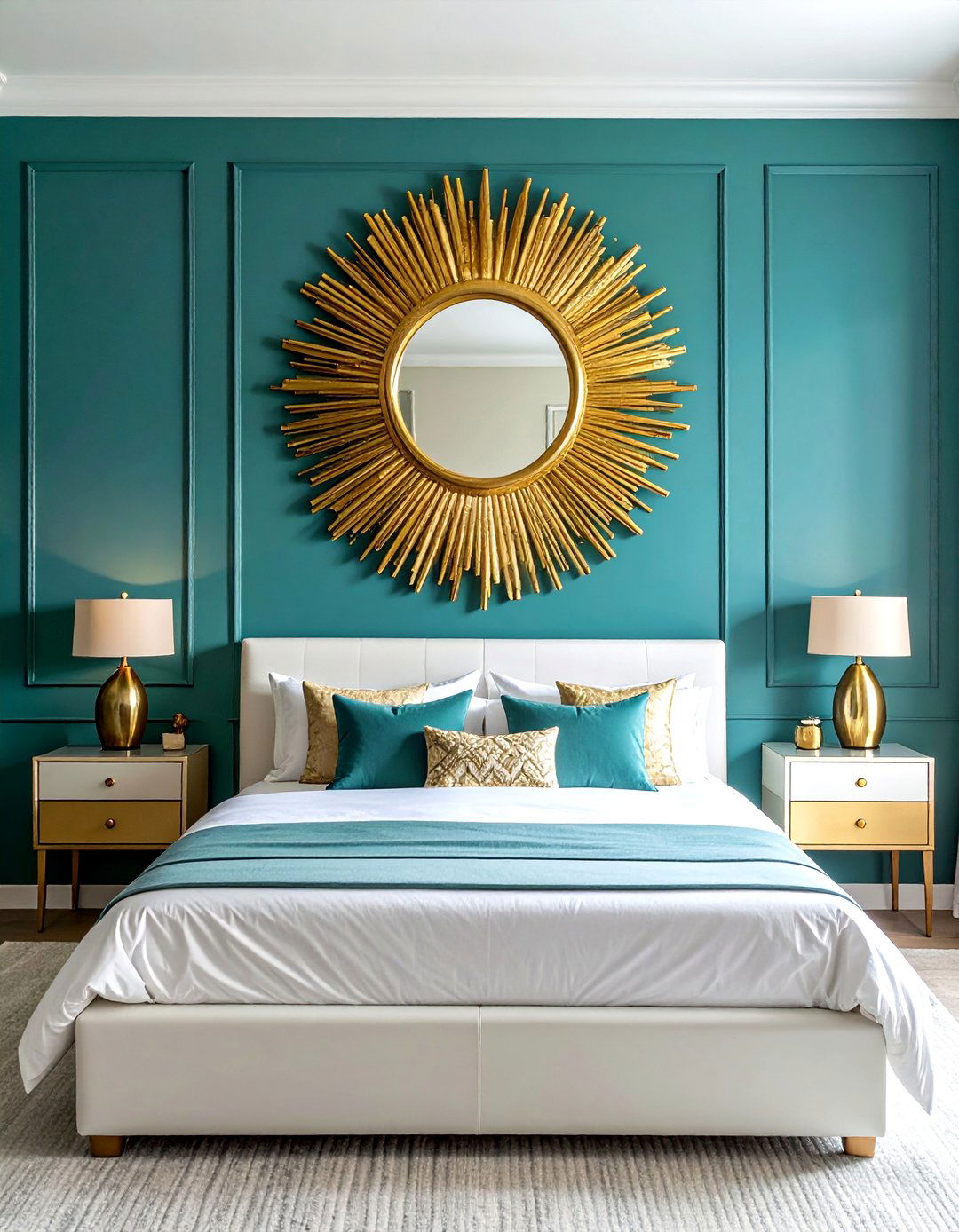 Gold Sunburst Mirror - 25 Gold Bedroom Ideas for a Luxurious and Elegant Space