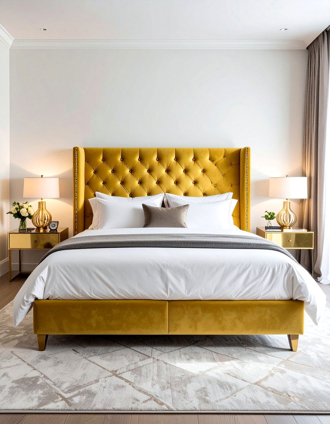 Gold Upholstered Headboard - 25 Gold Bedroom Ideas for a Luxurious and Elegant Space