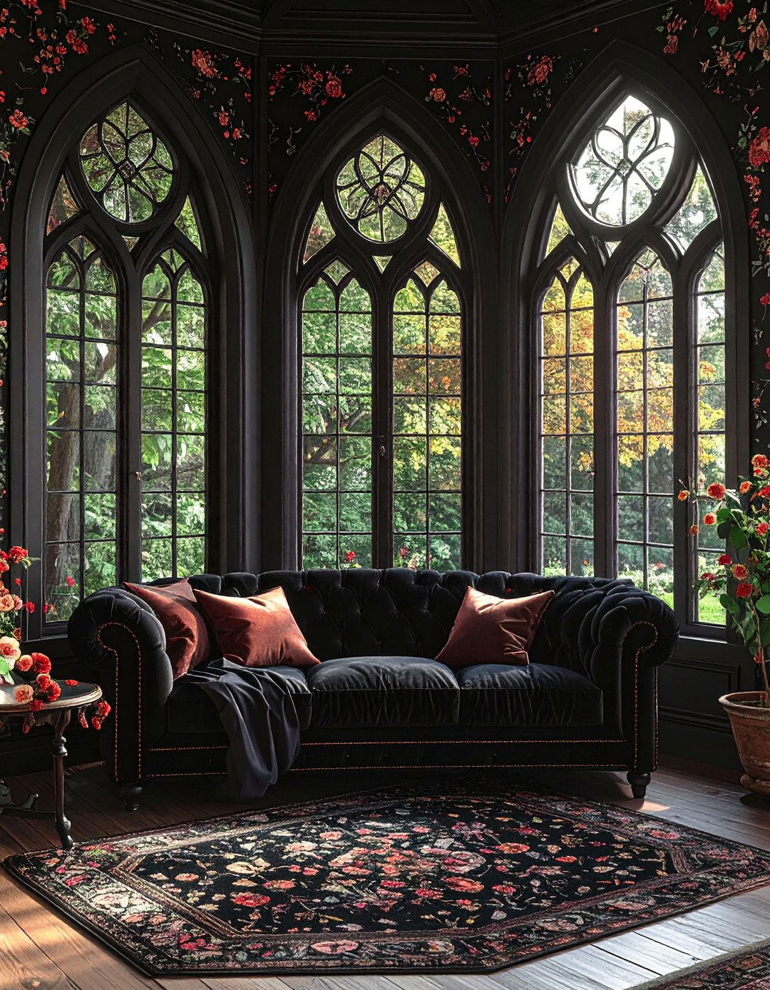 Gothic Revival Black Sunroom - 20 Black Sunroom Ideas for a Stylish Retreat