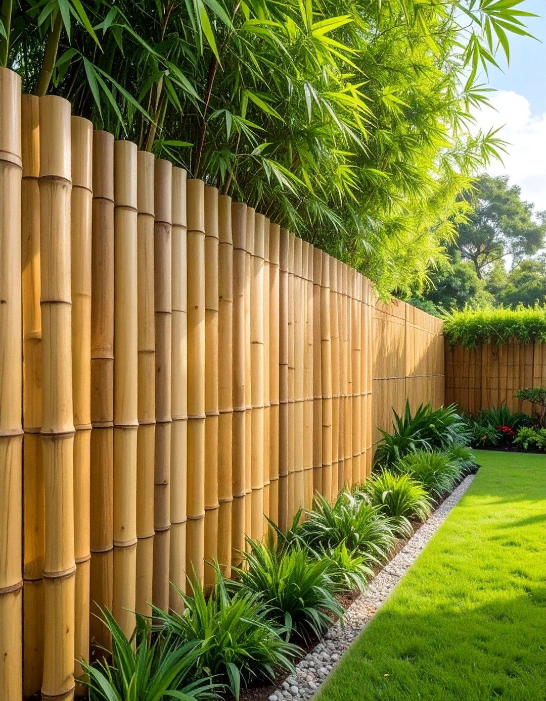Graduated Height Bamboo Fence - 40 Japanese Fence Ideas for Serene Gardens
