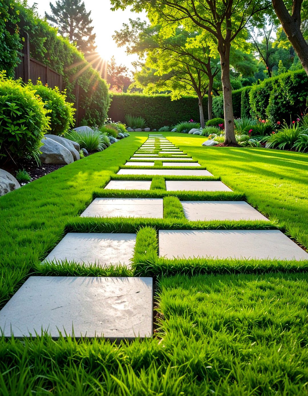 Grass Jointed Paver Walkway - 30 Paver Walkway Ideas to Beautify Your Garden