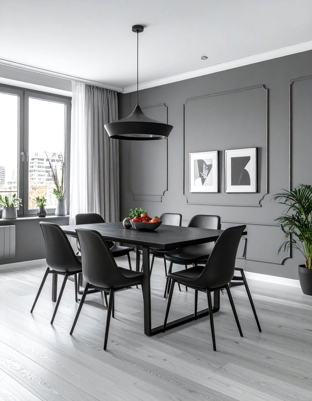 Gray Dining Room Paired with Black Accents - 25 Gray Dining Room Ideas for a Stylish Space