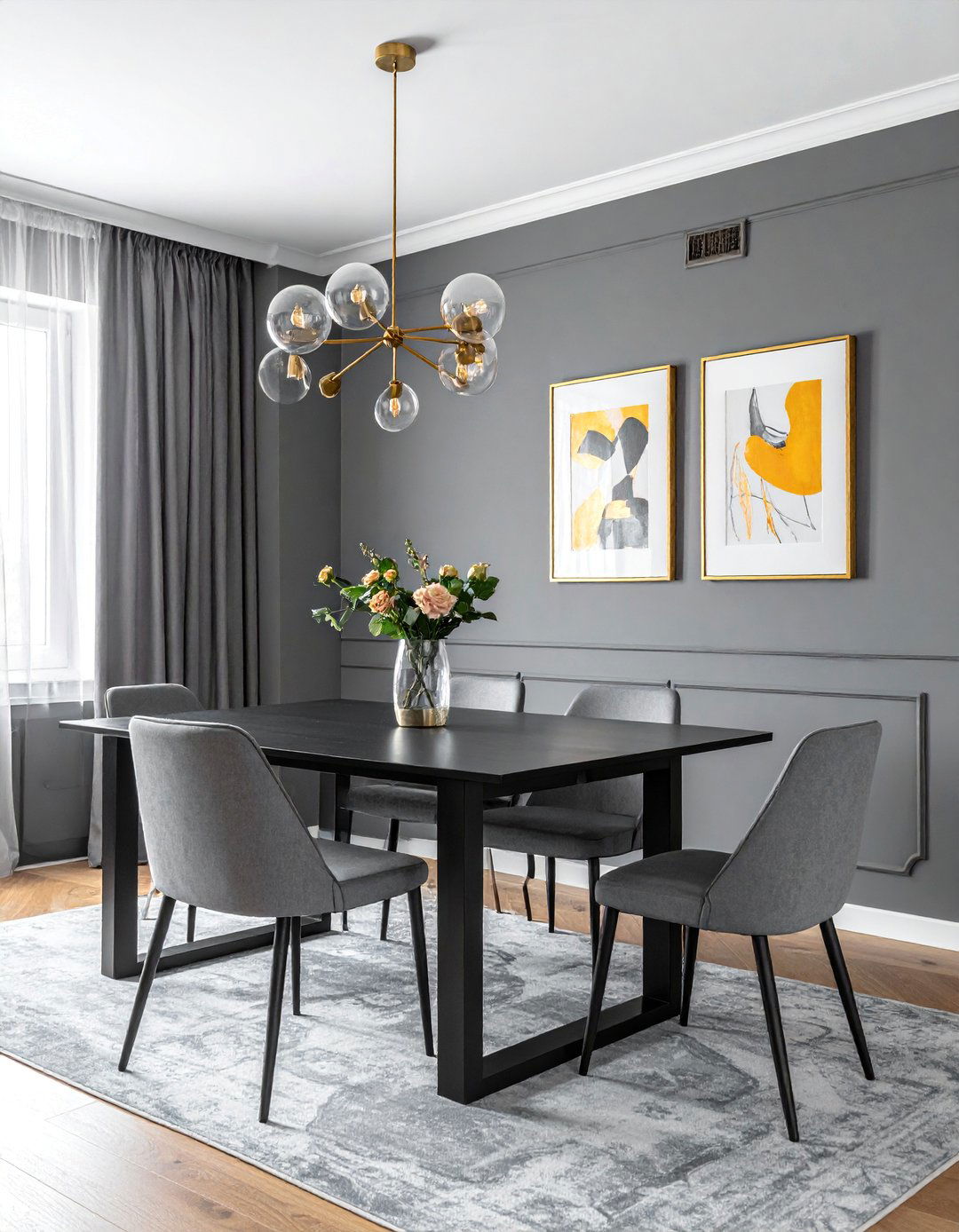 Gray Dining Room with Gold and Brass Hardware - 25 Gray Dining Room Ideas for a Stylish Space