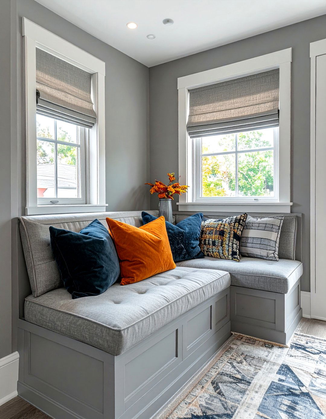 Gray Dining Room with a Built in Banquette - 25 Gray Dining Room Ideas for a Stylish Space