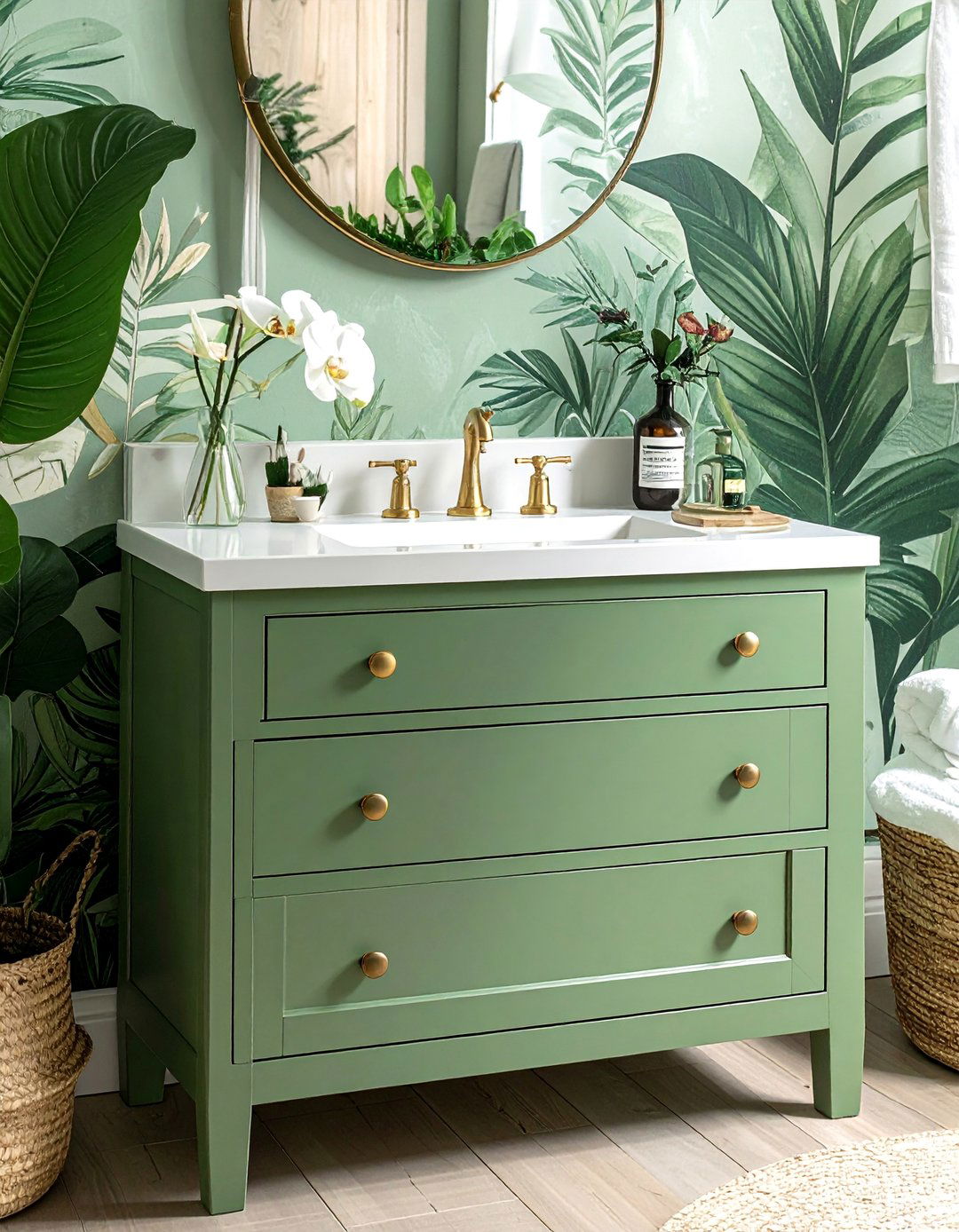 Green Sage Painted Bathroom Vanity - 40 Bathroom Vanity Ideas to Elevate Your Space