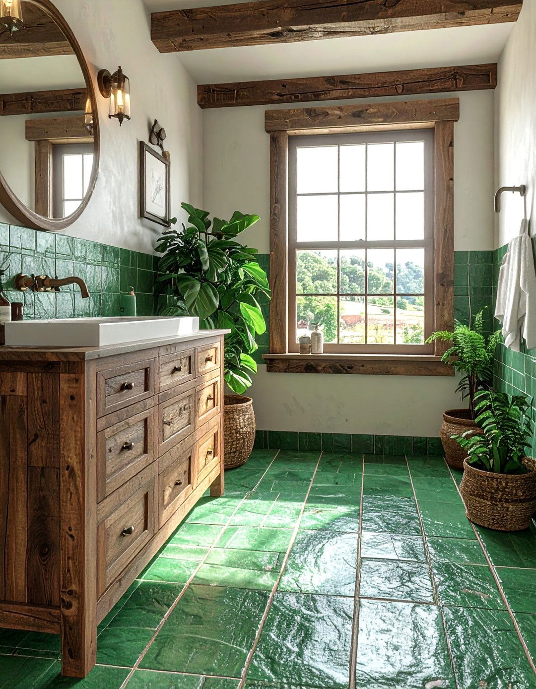 Green Slate Tile Bathroom Floor - 25 Green Tile Bathroom Ideas for a Fresh Look