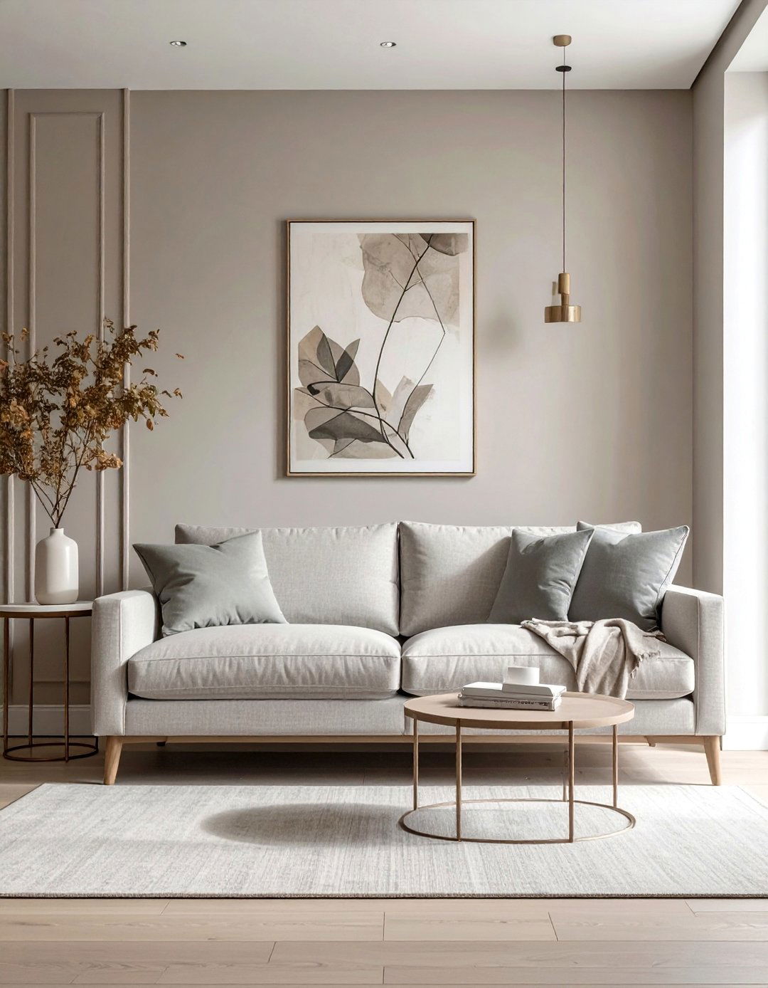 Greige Combined with Light Gray Furniture - 20 Greige Living Room Ideas for a Modern and Cozy Space