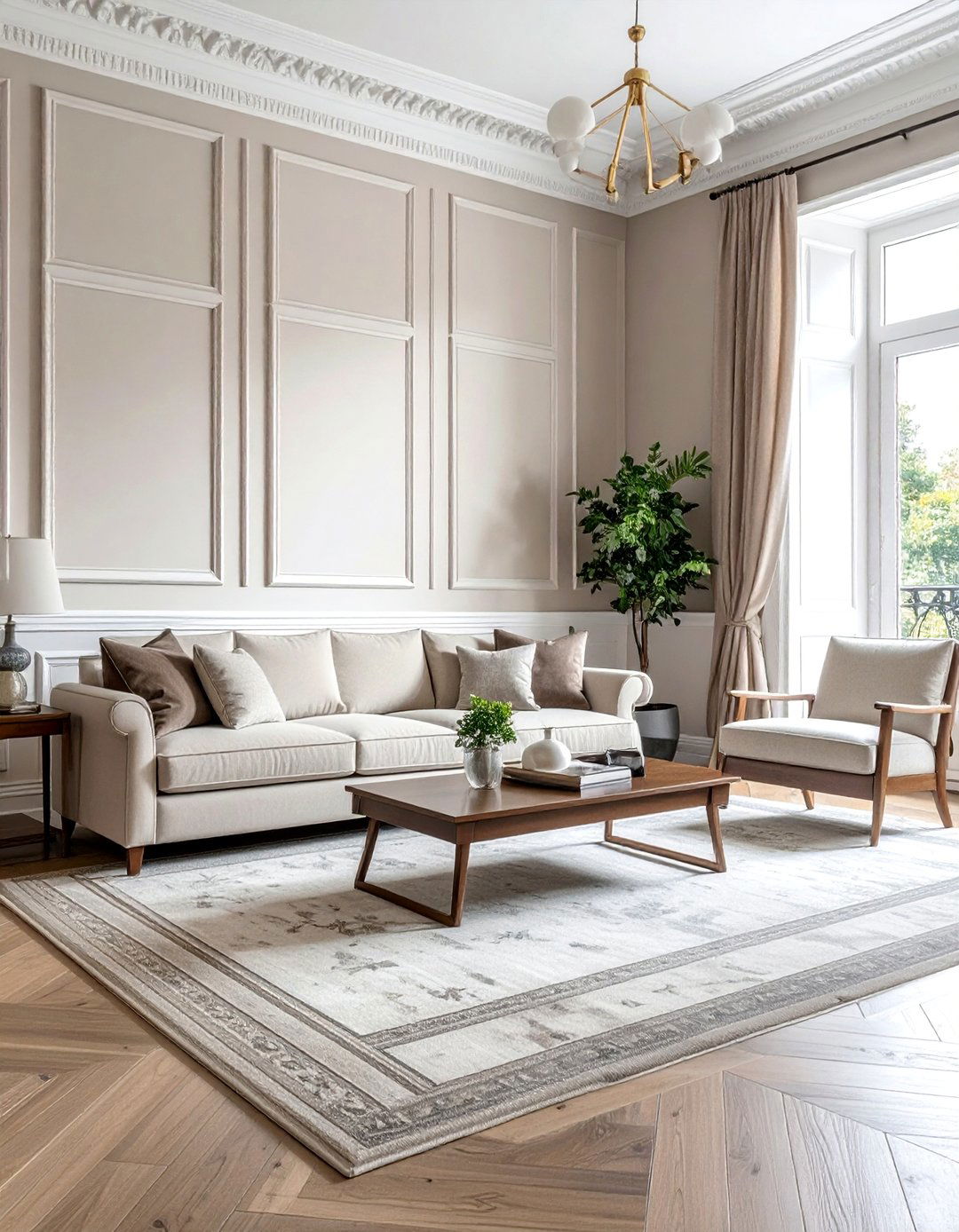 Greige Living Room with Paneling or Wainscoting - 20 Greige Living Room Ideas for a Modern and Cozy Space