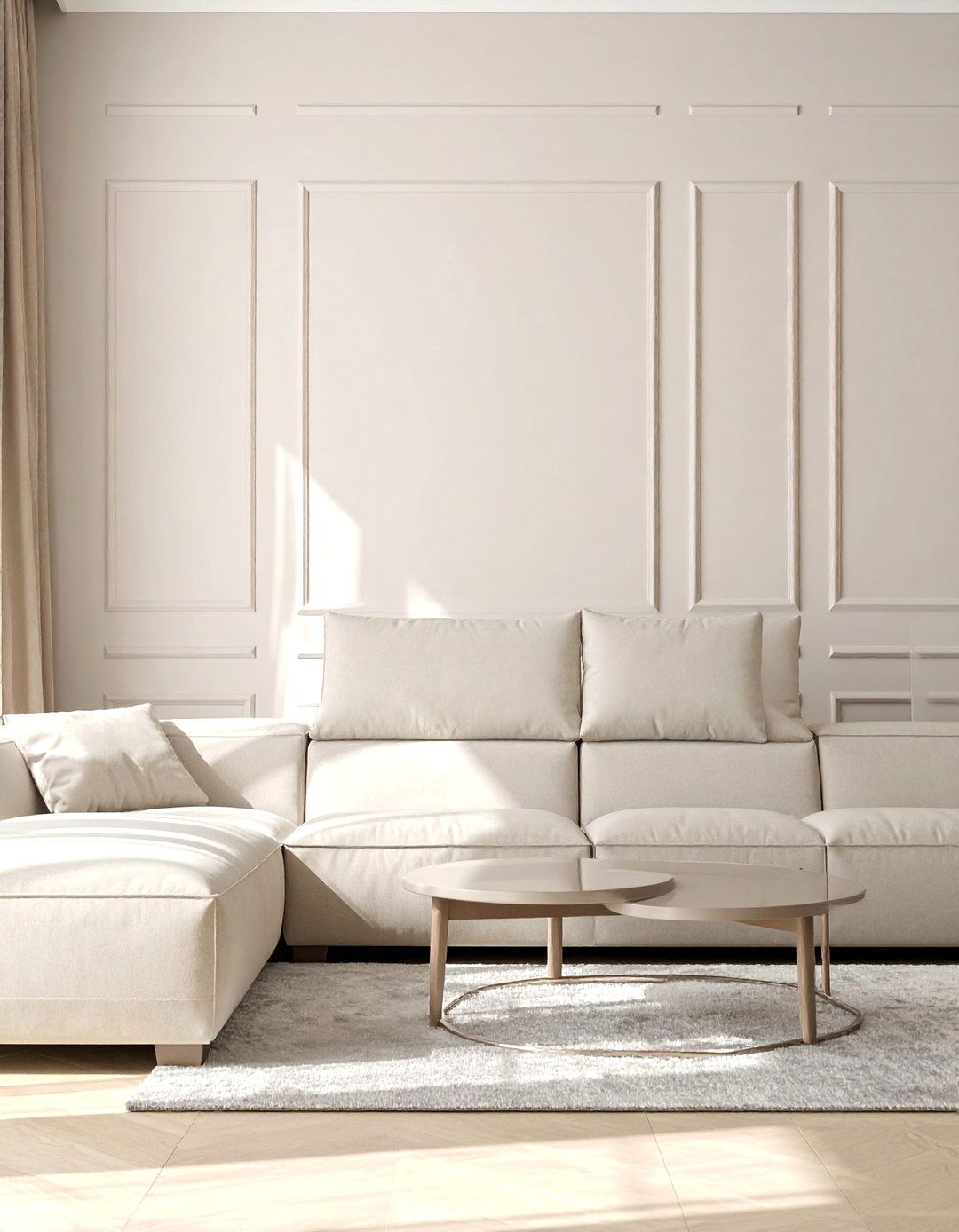 Greige Walls and a Plush Cream Sofa - 20 Greige Living Room Ideas for a Modern and Cozy Space