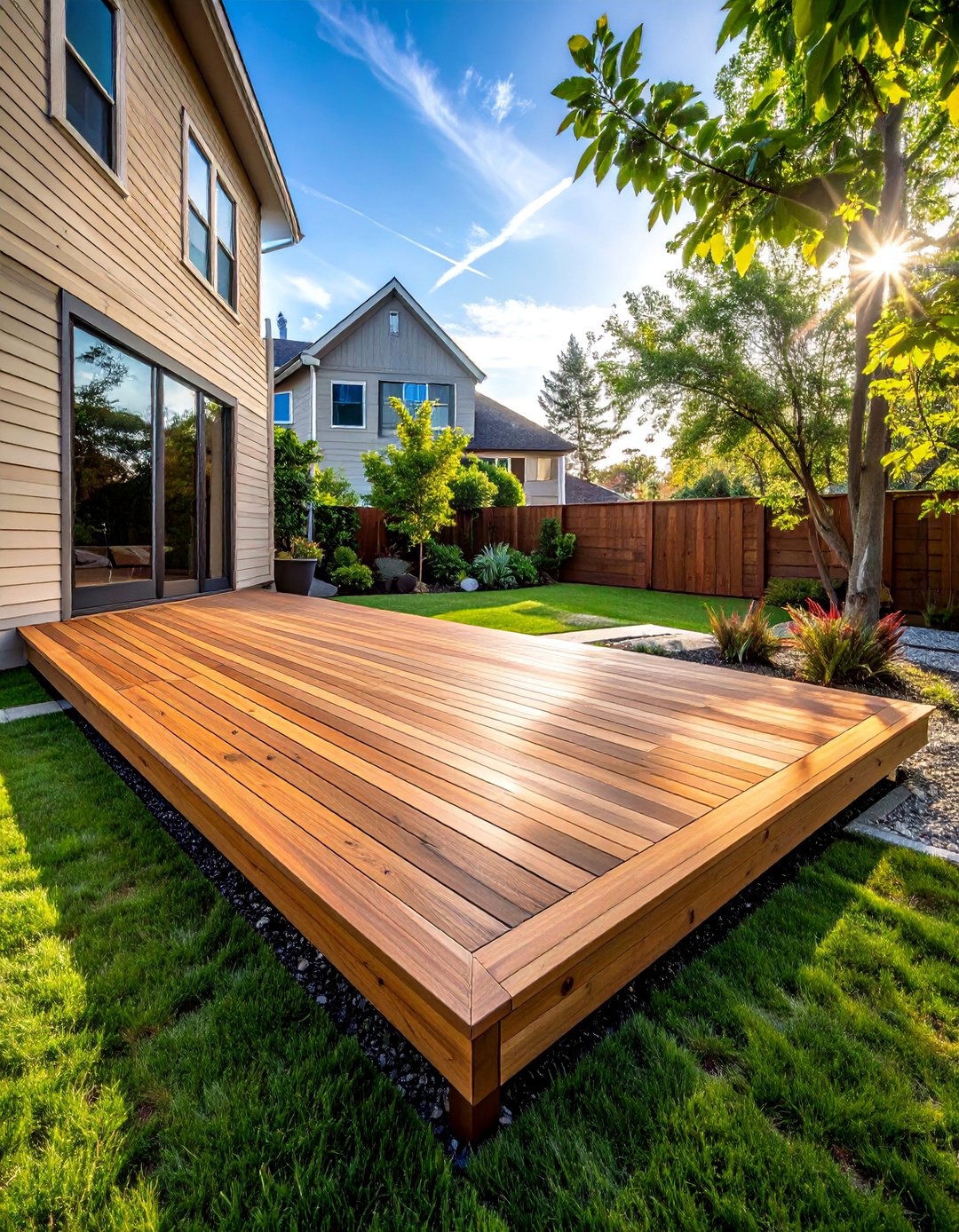 Ground Level Platform Design - 30 Backyard Deck Ideas on a Budget for Outdoor Fun