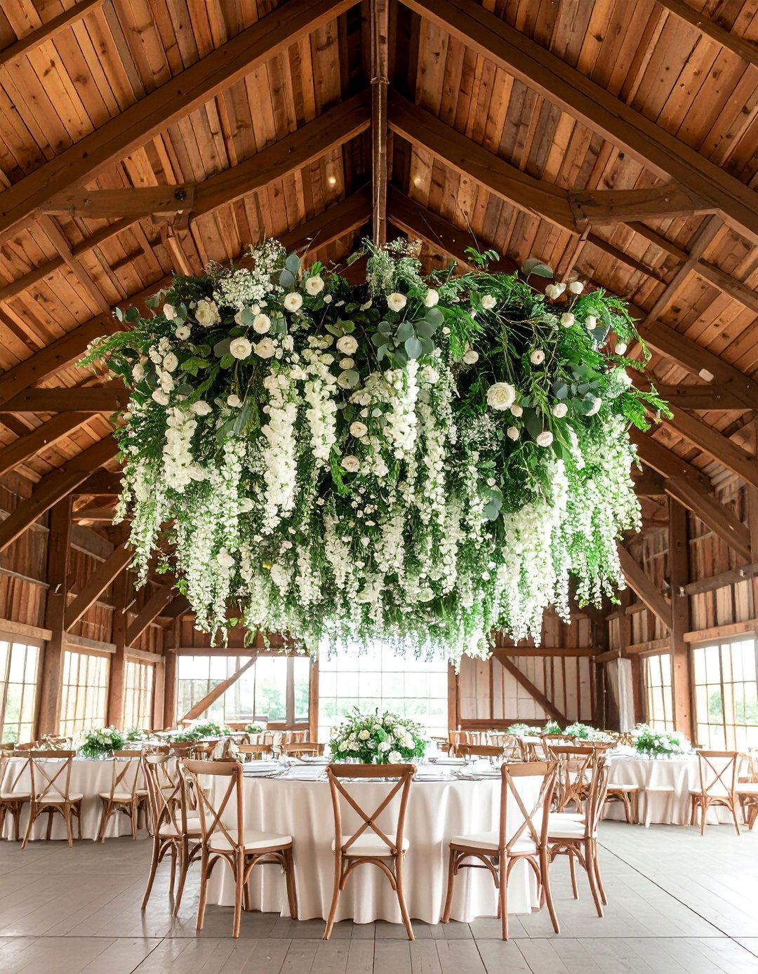 Hanging Floral Installations with Sage Greenery - 30 Stunning Sage Green Wedding Ideas for a Serene Day
