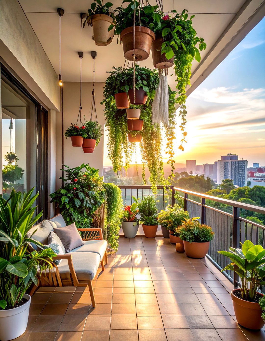 Hanging Planter Cascade - 30 Small Balcony Ideas to Maximize Your Space