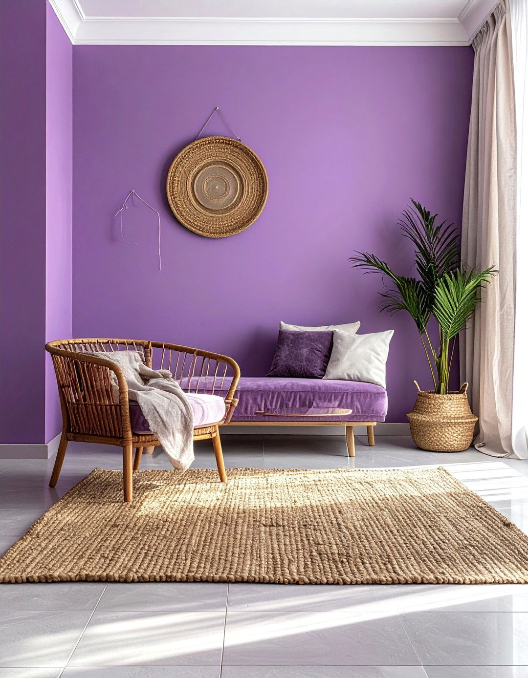 Heather Purple and Natural Textures - 25 Purple Living Room Ideas for a Luxurious Vibe