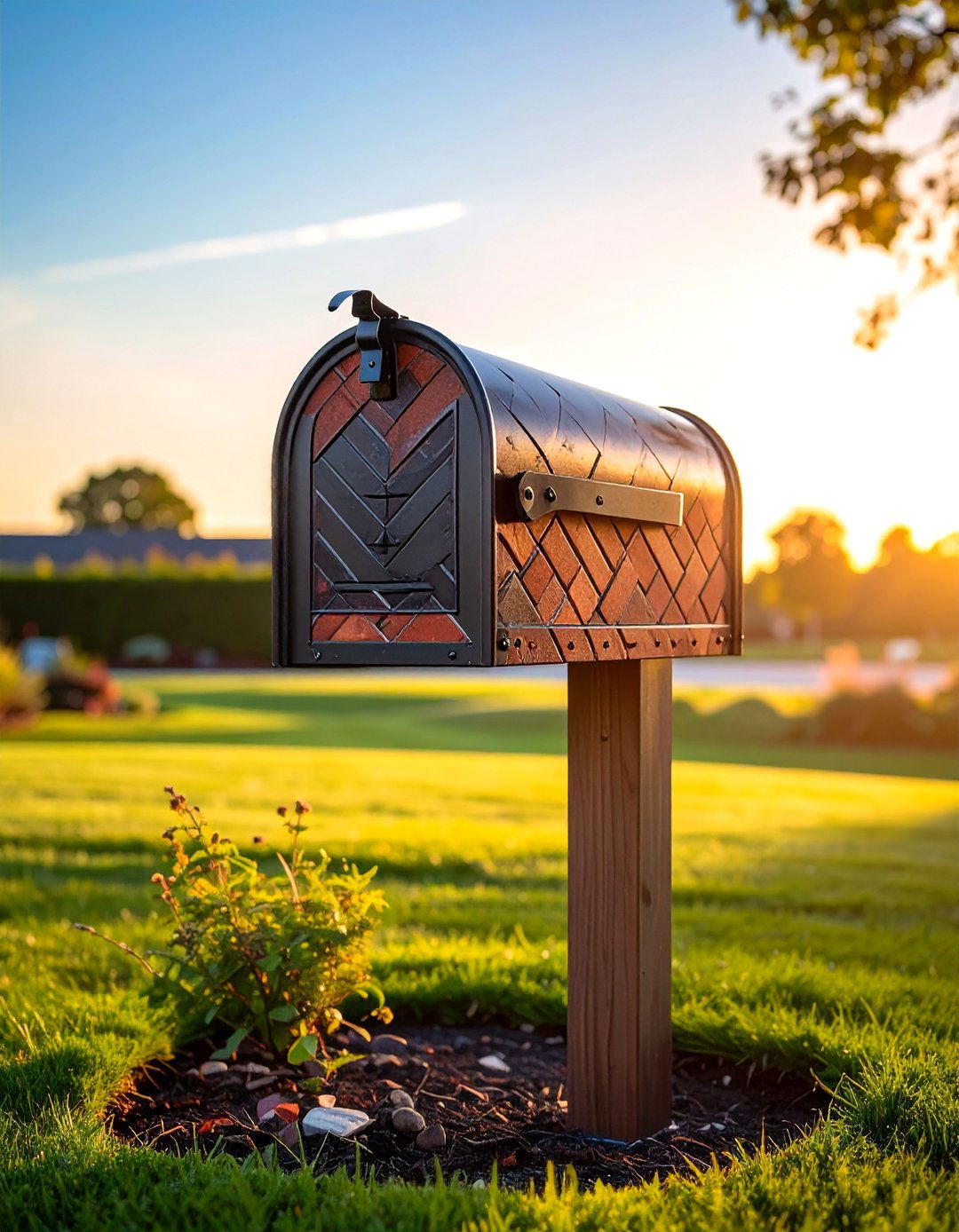 Herringbone Pattern Brick Mailbox - 30 Brick Mailbox Ideas to Elevate Your Curb Appeal