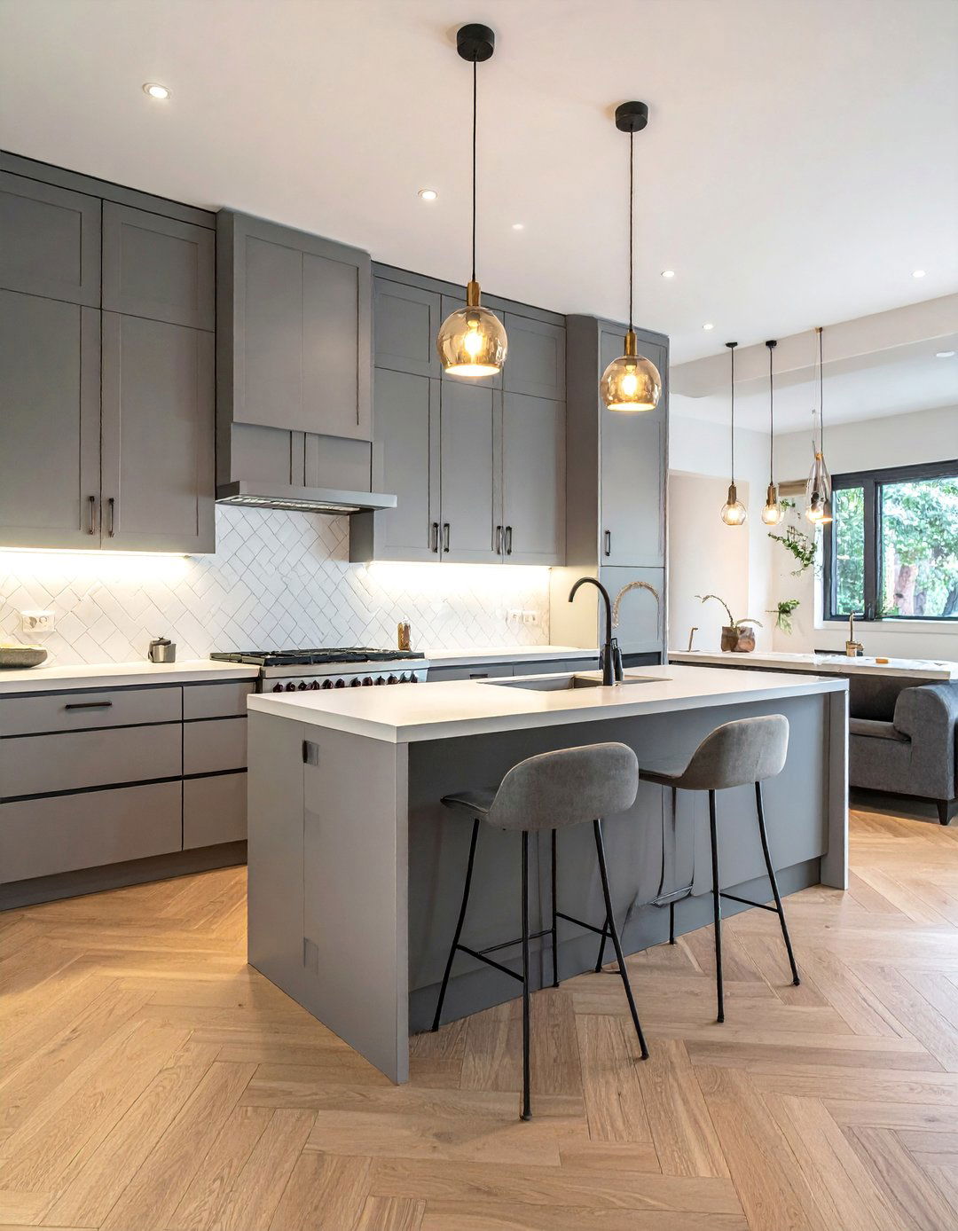 Herringbone Pattern Light Wood Floor Kitchen - 20 Light Wood Floor Kitchen Ideas for a Bright Space