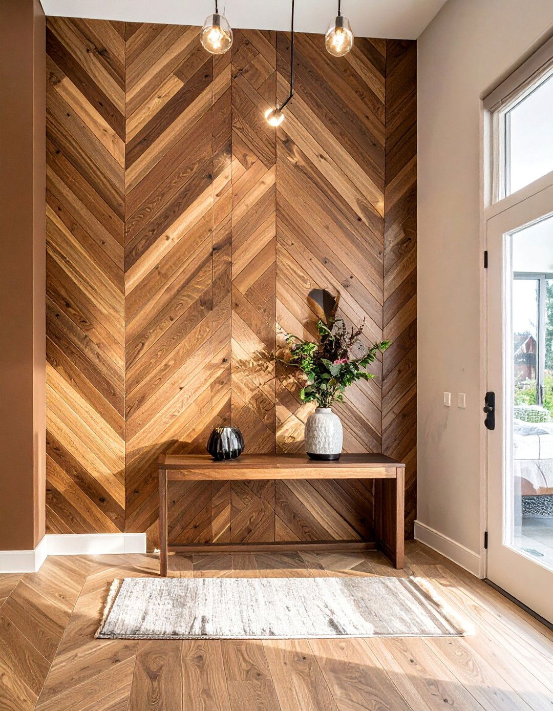 Herringbone Pattern Wood Panels - 40 Wall Paneling Ideas to Elevate Your Home's Interior Design