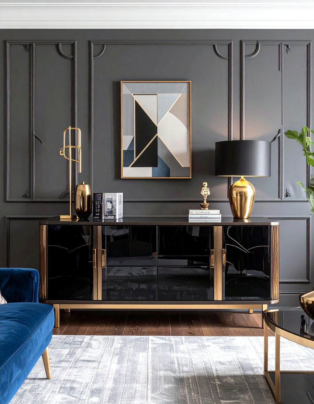 High Gloss Lacquered Finishes in an Art Deco Living Room - 25 Art Deco Living Room Ideas for a Luxurious Look