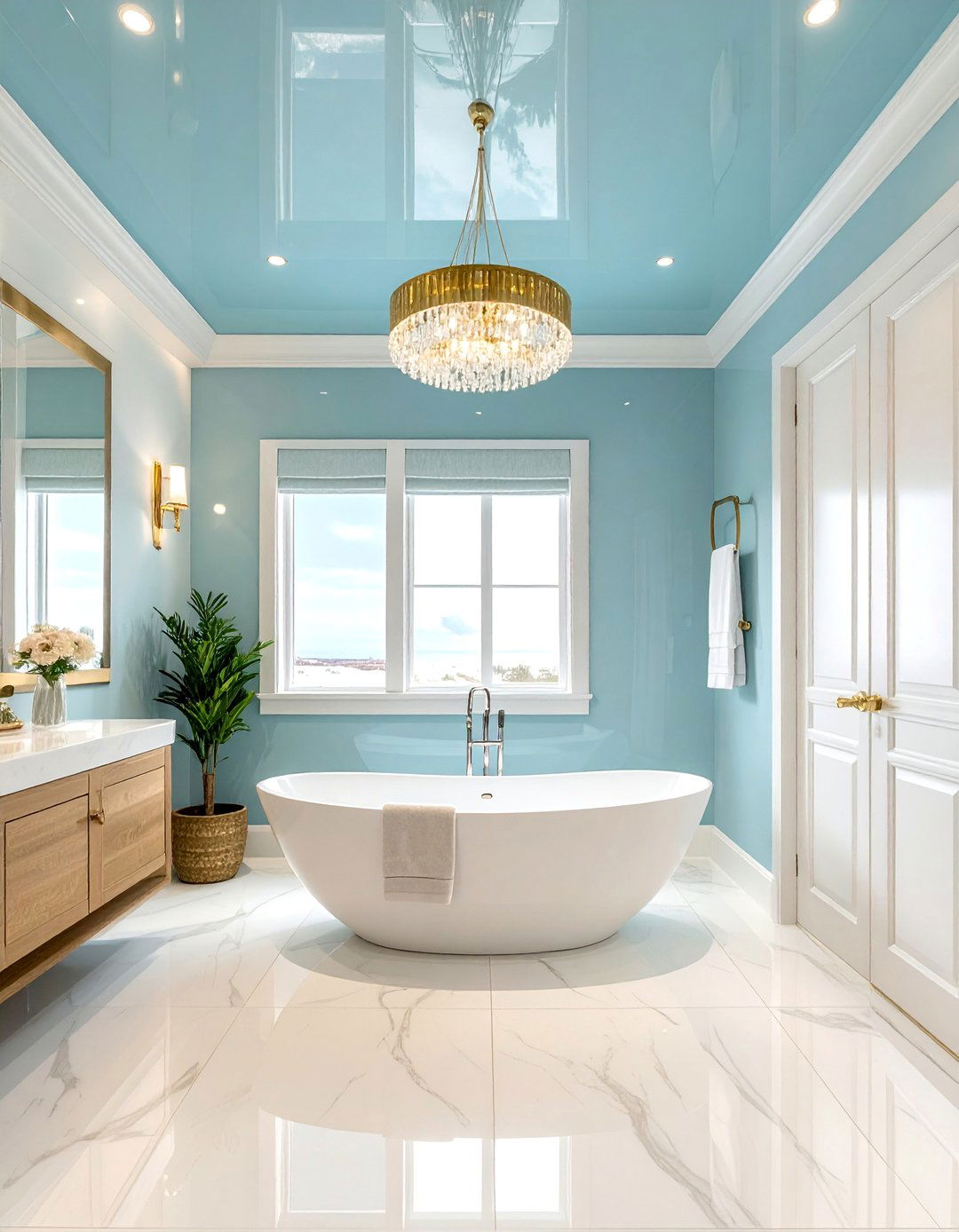 High Gloss Painted Bathroom Ceiling - 40 Bathroom Paint Ideas for a Fresh New Look