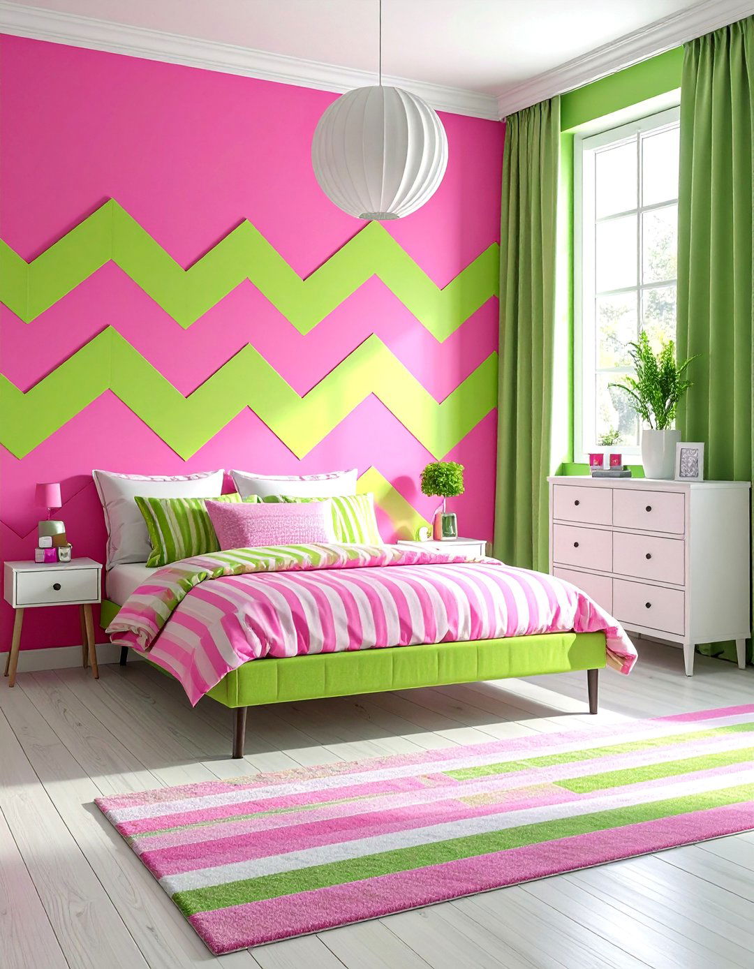 Hot Pink and Lime Green Preppy Style - 30 Colorful Bedroom Ideas for a Vibrant Space