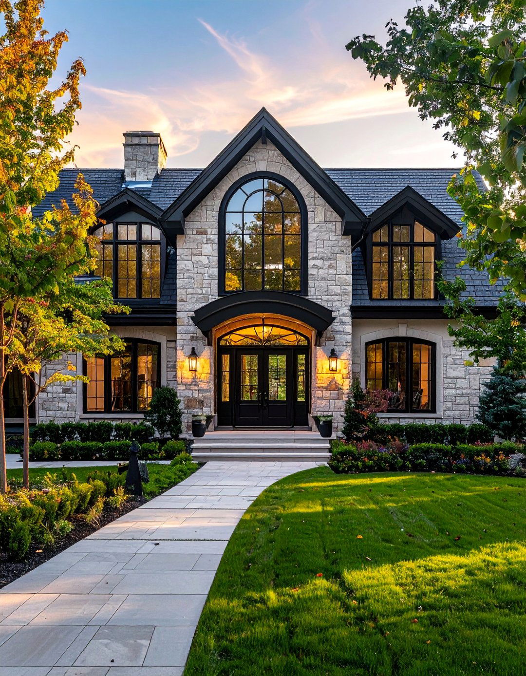 House With Black Arched Windows - 30 Houses With Black Windows for Bold Style