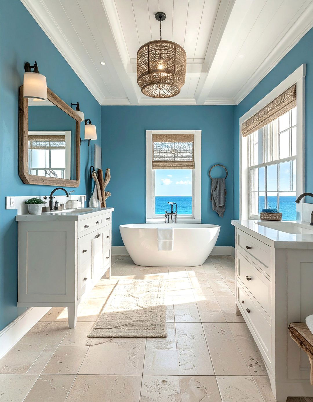Immersive Ocean Blue Bathroom - 40 Bathroom Paint Ideas for a Fresh New Look