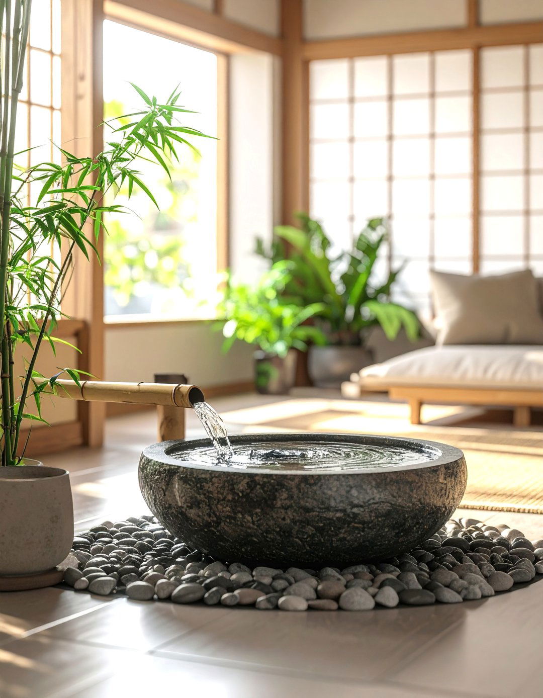 Incorporating Water Features in a Japanese Living Room - 30 Japanese Living Room Ideas for a Zen Space