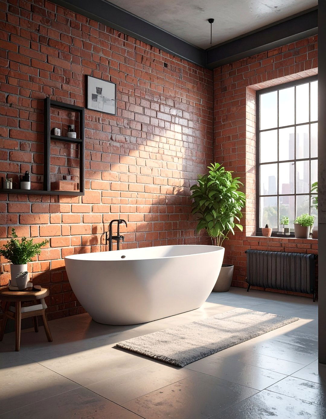Industrial Brick Textures - 30 Bathroom Mural Ideas to Elevate Your Decor